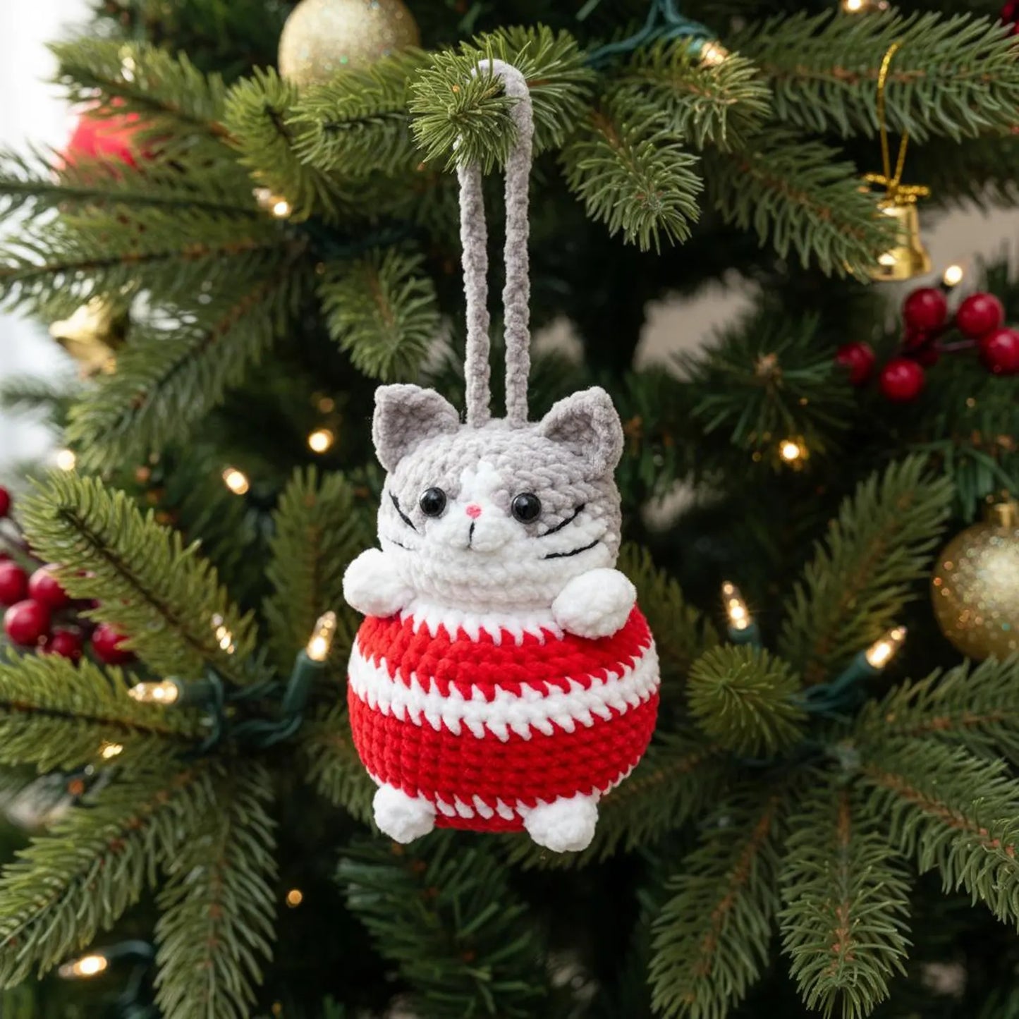 Amigurumi Christmas Cat Ball Pattern Cute Cat Crochet PDF - My Crafty