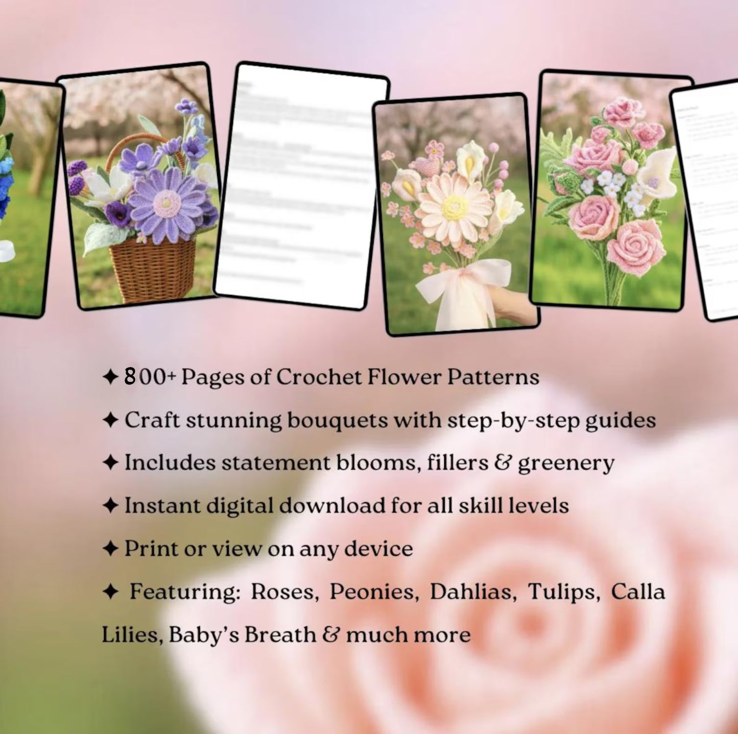 800+ Flower Bouquet Crochet PATTERNS - My Crafty