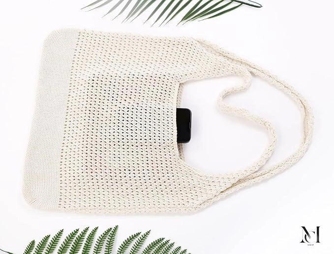Crochet Sweet Tote bag for Women Aesthetic Mesh Hippie Bag Knit Bag