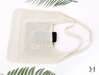 Crochet Sweet Tote bag for Women Aesthetic Mesh Hippie Bag Knit Bag