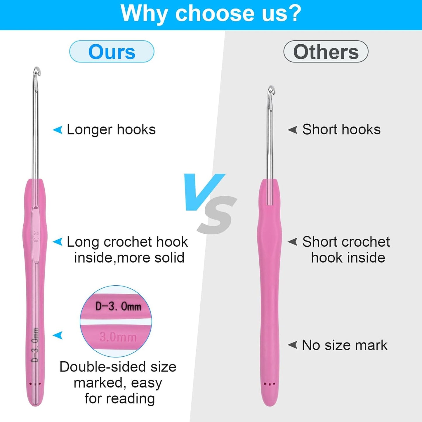 Crochet Hooks 12 Sizes Crochet Hook Set Knitting Needles with Ergonomic Handles with Blue Case