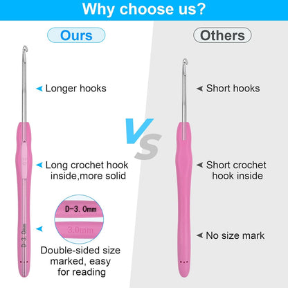 Crochet Hooks 12 Sizes Crochet Hook Set Knitting Needles with Ergonomic Handles with Blue Case