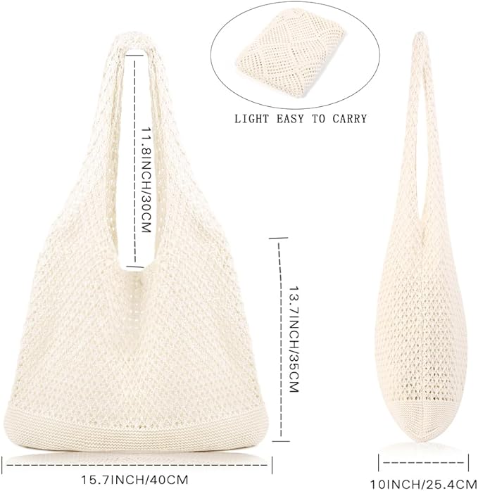 Crochet Sweet Tote bag for Women Aesthetic Mesh Hippie Bag Knit Bag