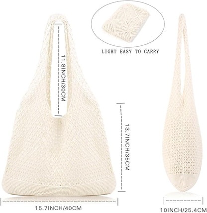 Crochet Sweet Tote bag for Women Aesthetic Mesh Hippie Bag Knit Bag