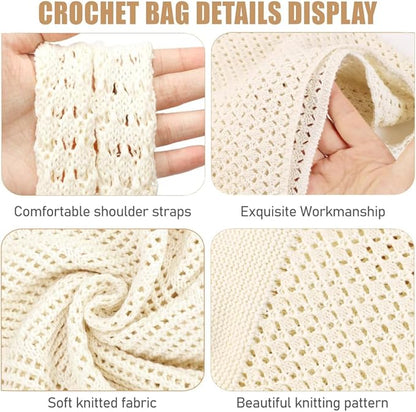 Crochet Sweet Tote bag for Women Aesthetic Mesh Hippie Bag Knit Bag