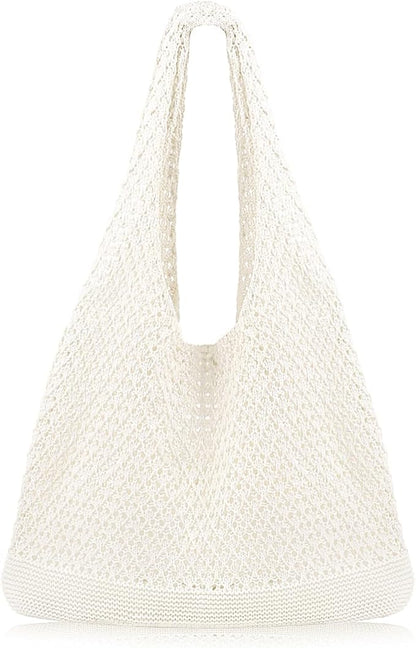 Crochet Sweet Tote bag for Women Aesthetic Mesh Hippie Bag Knit Bag