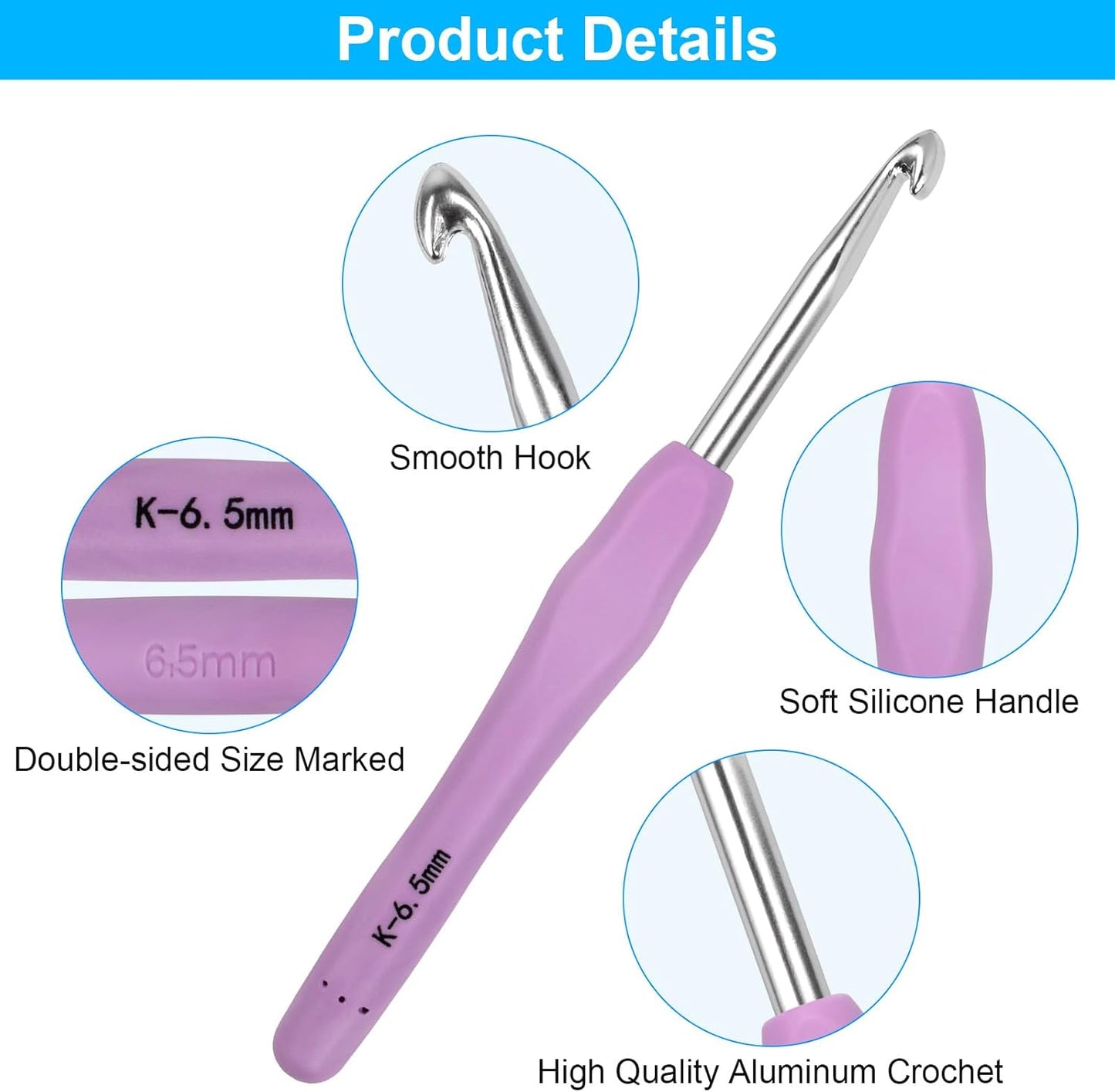 Crochet Hooks 12 Sizes Crochet Hook Set Knitting Needles with Ergonomic Handles with Blue Case