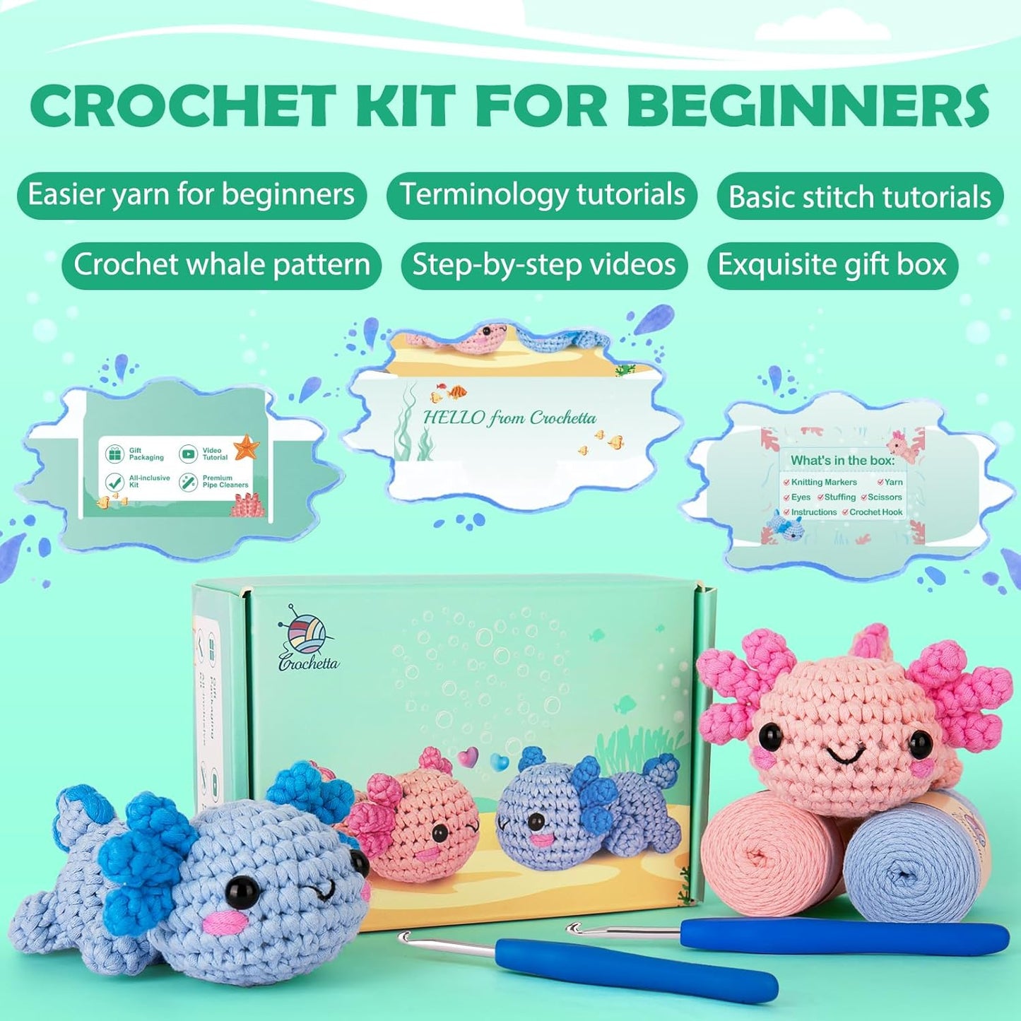 Crochet Kit for Beginners Crochet Starter Kit w Step-by-Step Video Tutorials