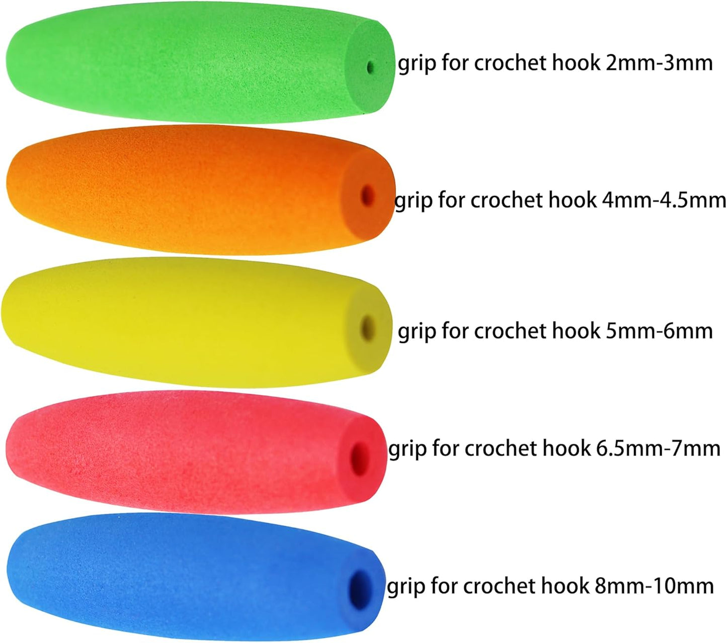5PCS Crochet Hook Grips Set Ergonomic Fits 2mm to 10mm Hooks