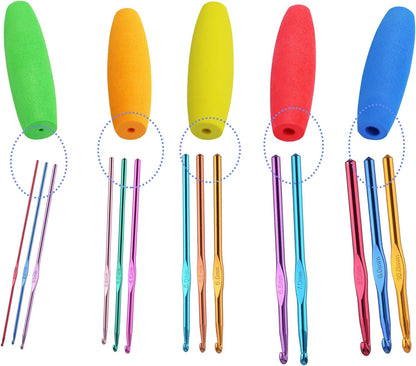 5PCS Crochet Hook Grips Set Ergonomic Fits 2mm to 10mm Hooks