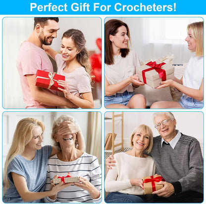 Crochet Hooks 12 Sizes Crochet Hook Set Knitting Needles with Ergonomic Handles with Blue Case