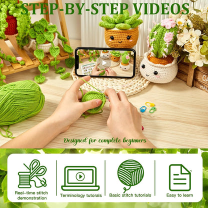 Crochet Kits for Starter Amigurumi Craft 6 Pack Hanging Potted Plants Family