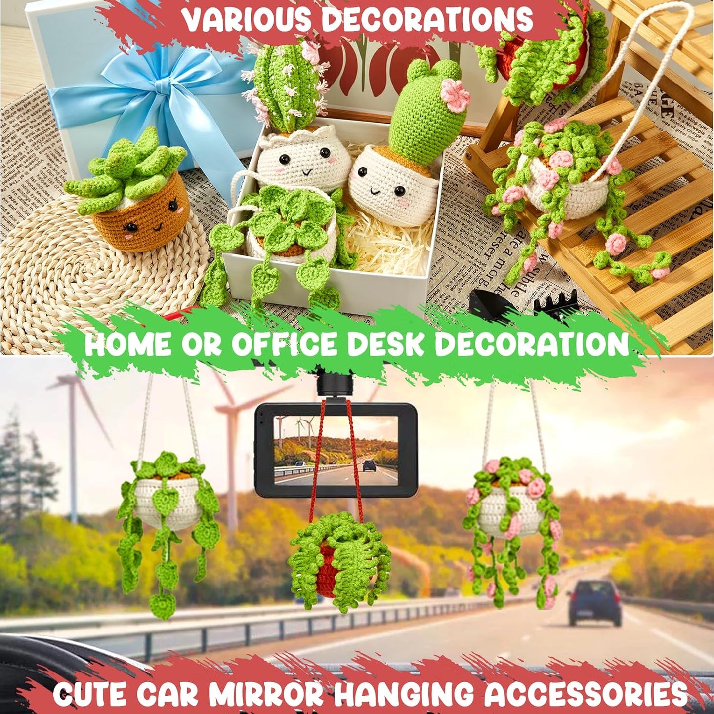 Crochet Kits for Starter Amigurumi Craft 6 Pack Hanging Potted Plants Family