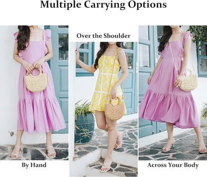 Womens Straw Bag Woven Crossbody Shoulder Bags Top Handle Satchel Purse