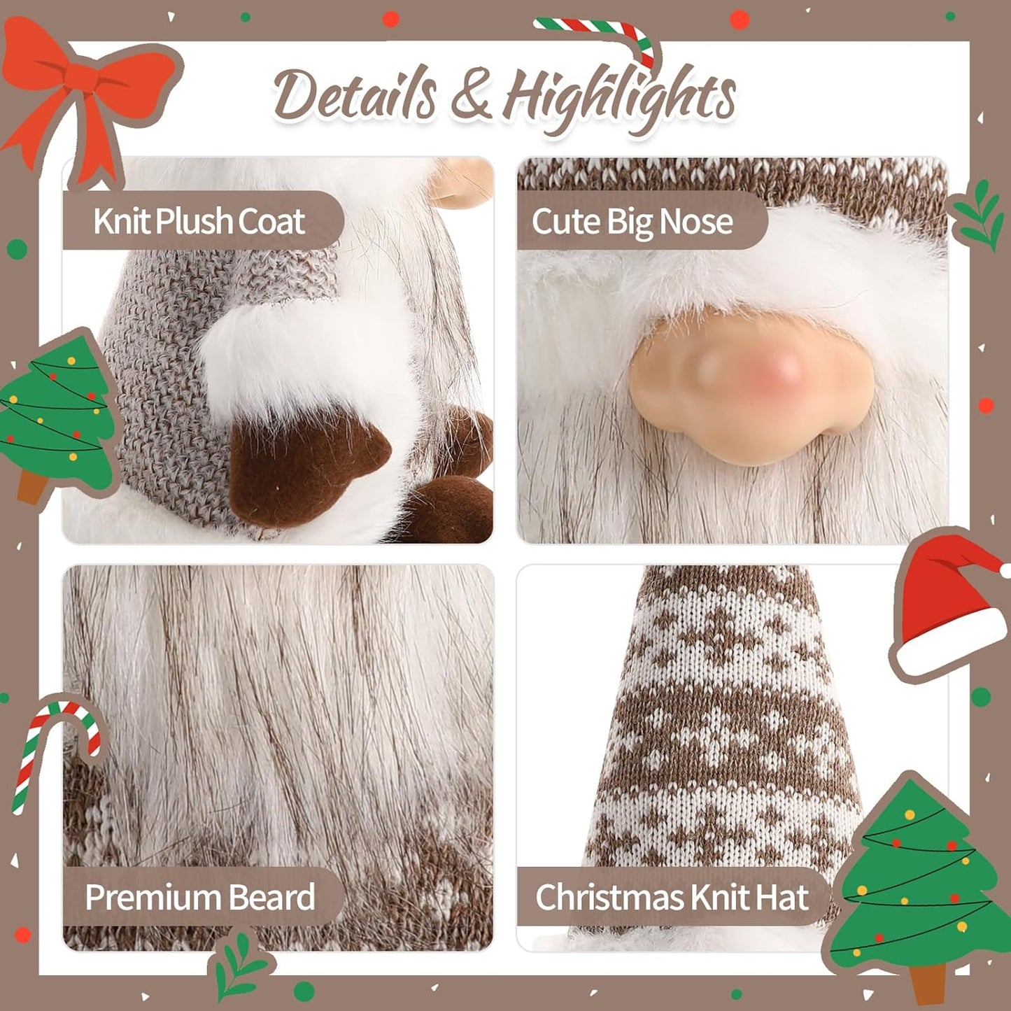 Gnome Christmas Decorations Santa Plush Ornaments Holiday Elf