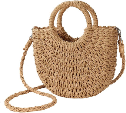 Womens Straw Bag Woven Crossbody Shoulder Bags Top Handle Satchel Purse