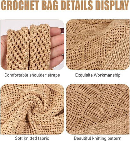 Crochet Sweet Tote bag for Women Aesthetic Mesh Hippie Bag Knit Bag