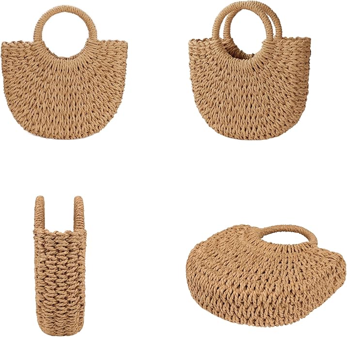 Womens Straw Bag Woven Crossbody Shoulder Bags Top Handle Satchel Purse