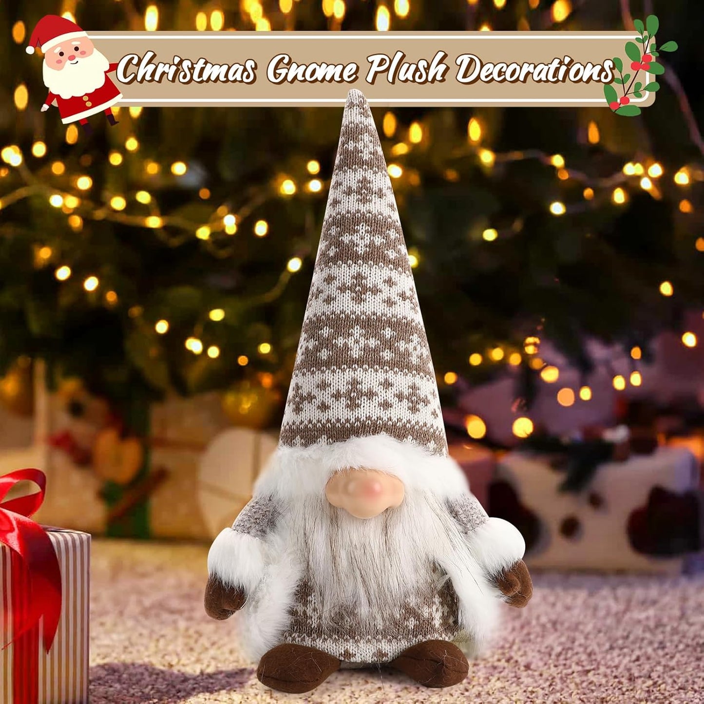 Gnome Christmas Decorations Santa Plush Ornaments Holiday Elf