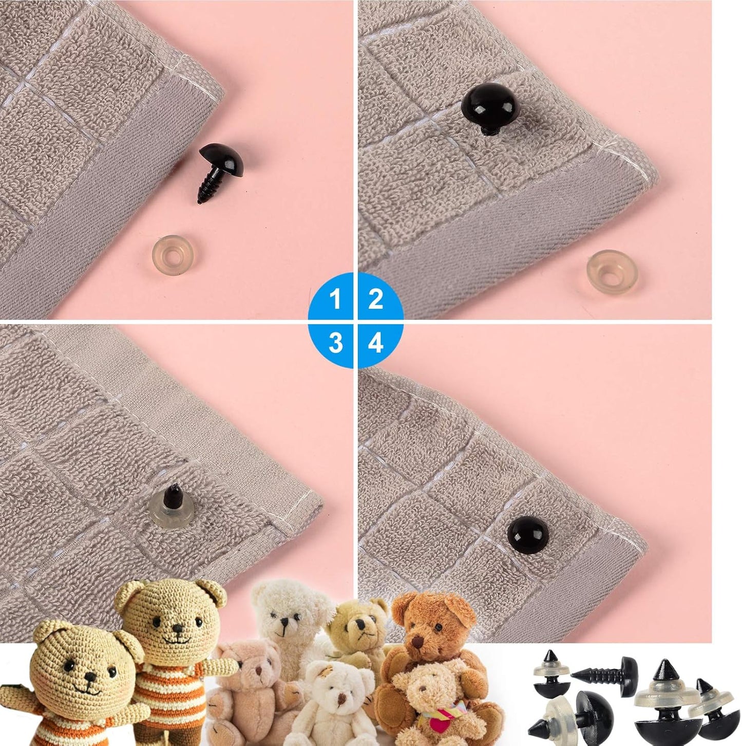 566PCS Safety Eyes and Noses for Amigurumi Stuffed Crochet Eyes with Washers