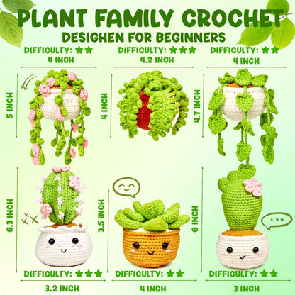 Crochet Kits for Starter Amigurumi Craft 6 Pack Hanging Potted Plants Family