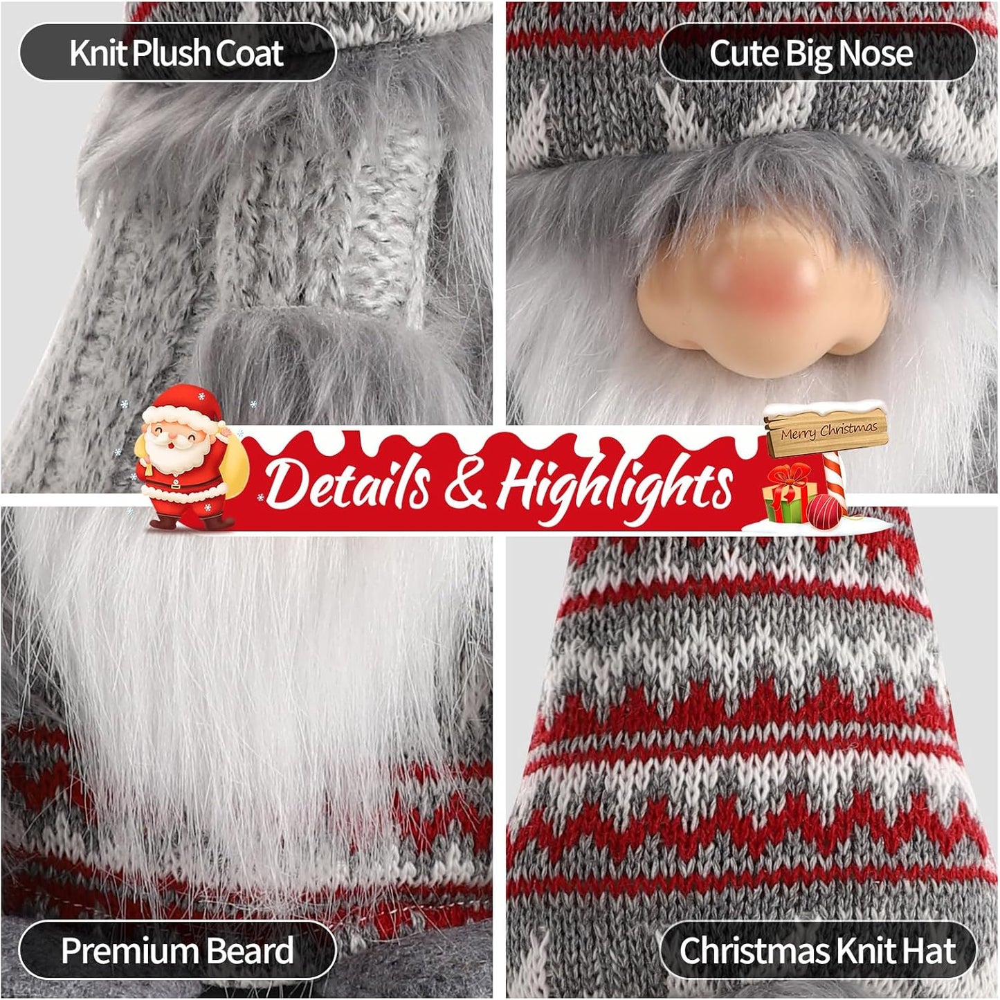 Gnome Christmas Decorations Santa Plush Ornaments Holiday Elf