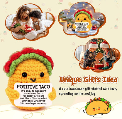 Positive Crochet Taco Christmas Birthday Gifts for Women Men Self Care Thanksgiving Basket