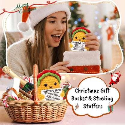 Positive Crochet Taco Christmas Birthday Gifts for Women Men Self Care Thanksgiving Basket