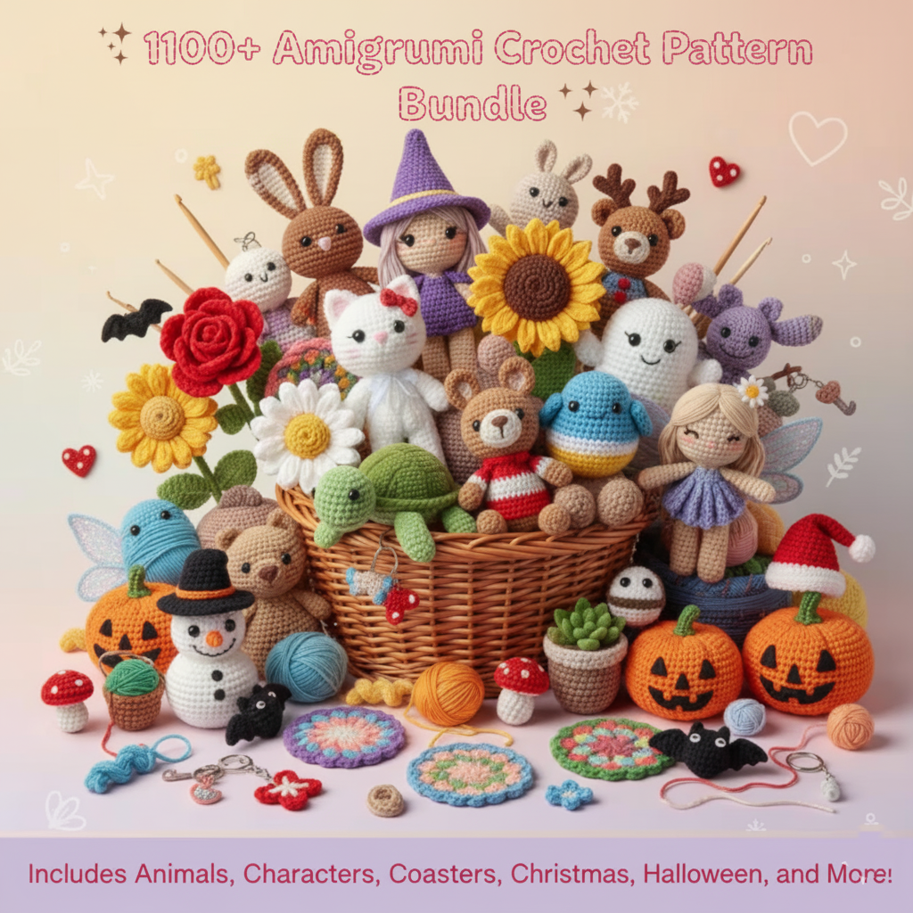 1100+ Amigurumi Crochet Pattern Bundle All in One Cute Animals..