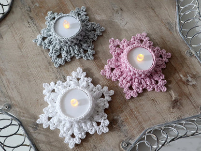 Snowflake LED Tea Light Holders Crochet Pattern - My Crafty