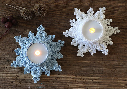 Snowflake LED Tea Light Holders Crochet Pattern - My Crafty