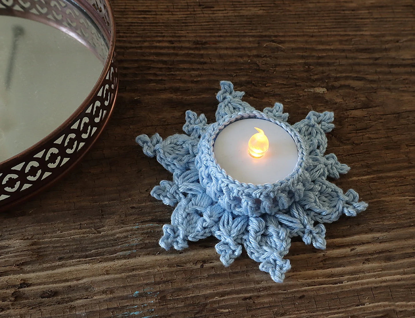 Snowflake LED Tea Light Holders Crochet Pattern - My Crafty