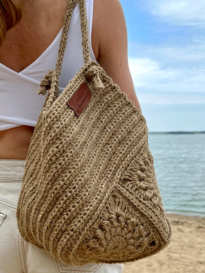 Jute Crochet Bag Pattern Stylish Granny Square - My Crafty