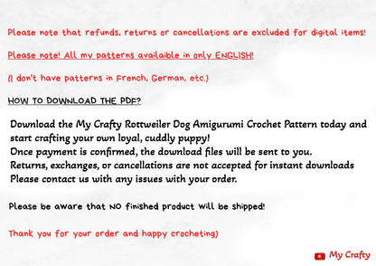 Rottweiler Dog Amigurumi Tutorial Puppy Crochet pattern - My Crafty