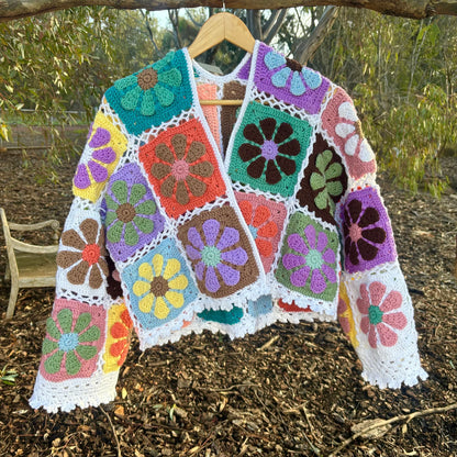 Daisy Sweater Mystery Retro Daisy Cardigan Crochet Pattern PDF