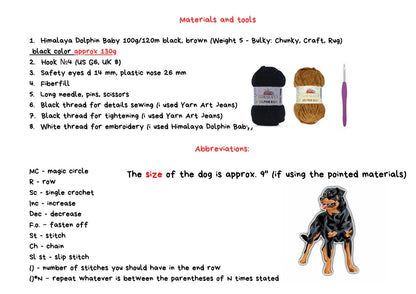 Rottweiler Dog Amigurumi Tutorial Puppy Crochet pattern - My Crafty