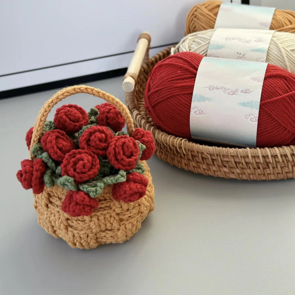 Rose Coaster & Flower Basket Crochet Pattern (5 Languages) - My Crafty