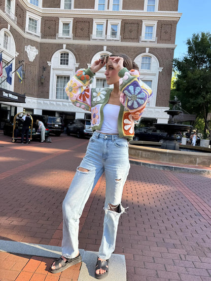 Daisy Sweater Mystery Retro Daisy Cardigan Crochet Pattern PDF