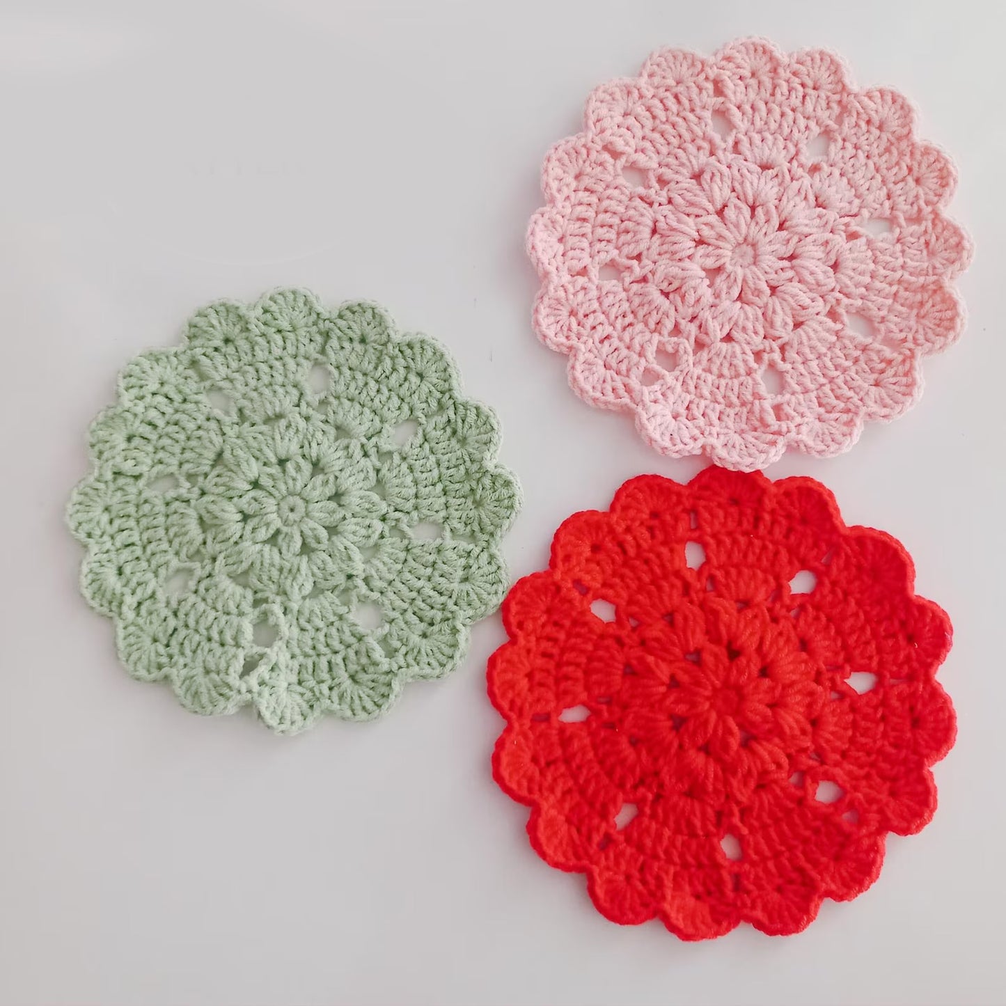 Crochet Heart & Flower Coaster Pattern Easy DIY House Decor - My Crafty