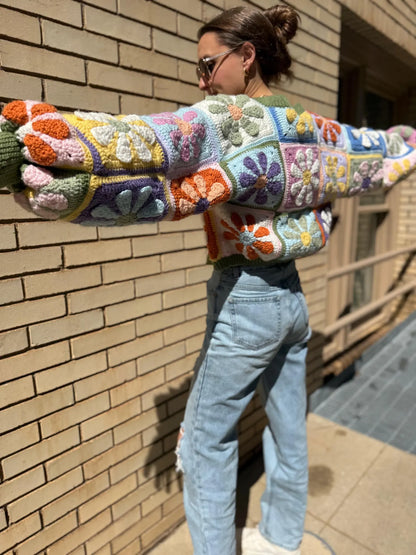 Daisy Sweater Mystery Retro Daisy Cardigan Crochet Pattern PDF