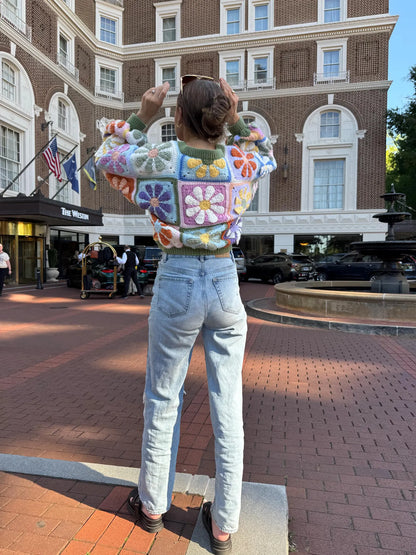 Daisy Sweater Mystery Retro Daisy Cardigan Crochet Pattern PDF