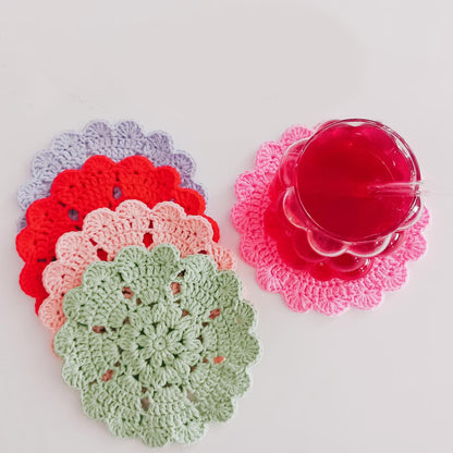 Crochet Heart & Flower Coaster Pattern Easy DIY House Decor - My Crafty