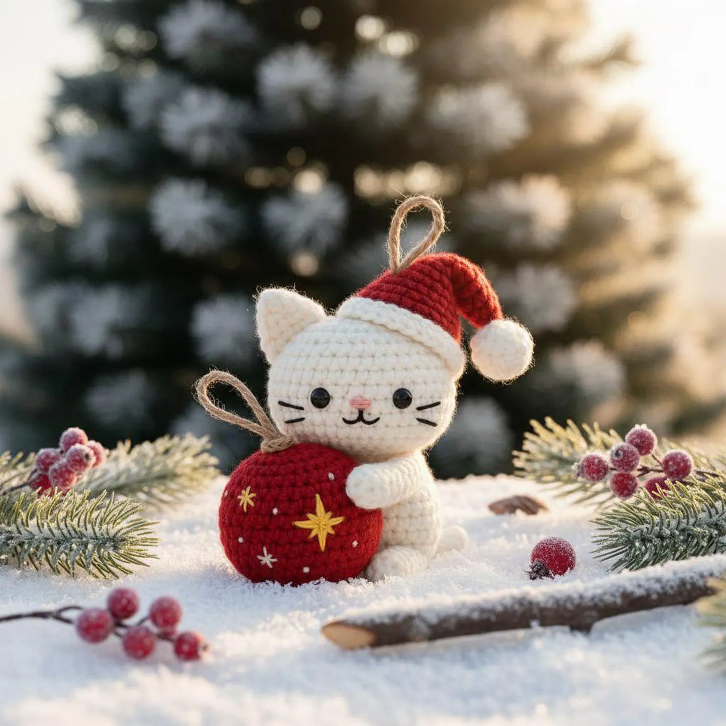 Christmas Cat and Ball Crochet PDF Pattern - My Crafty
