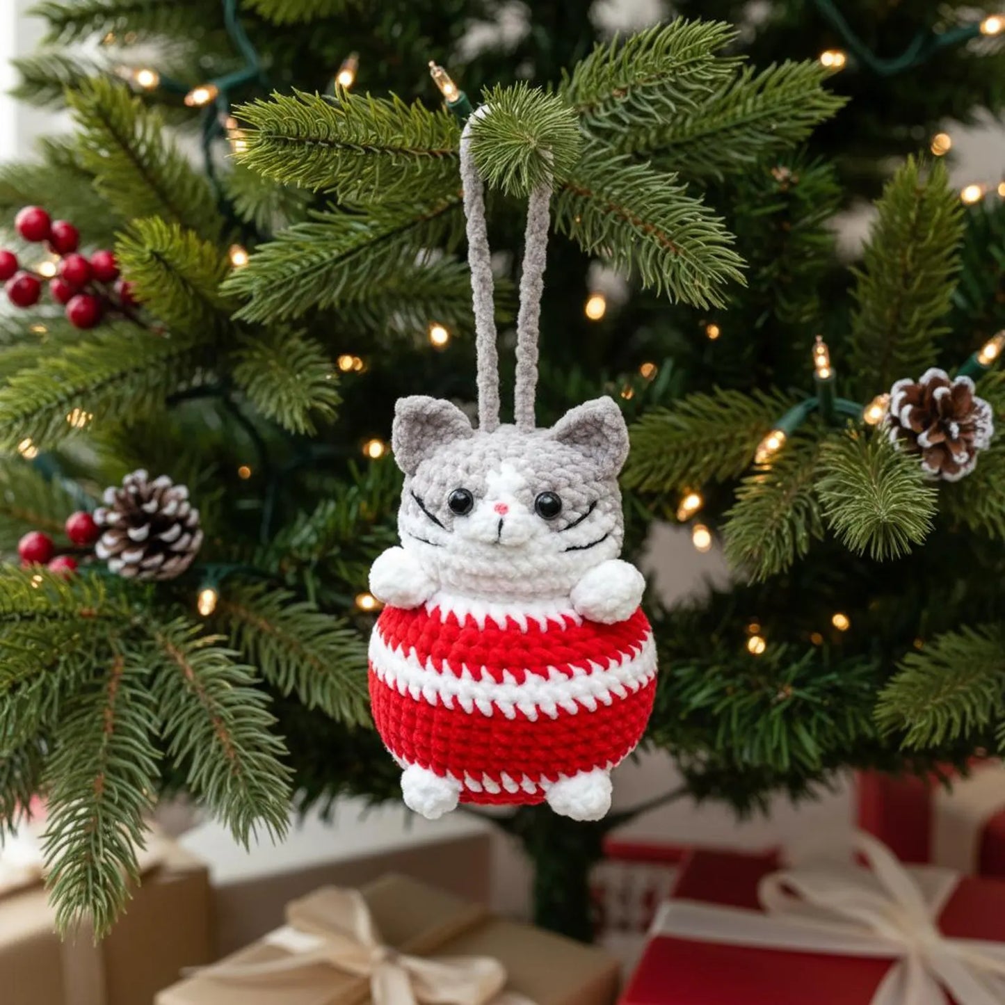 Amigurumi Christmas Cat Ball Pattern Cute Cat Crochet PDF - My Crafty