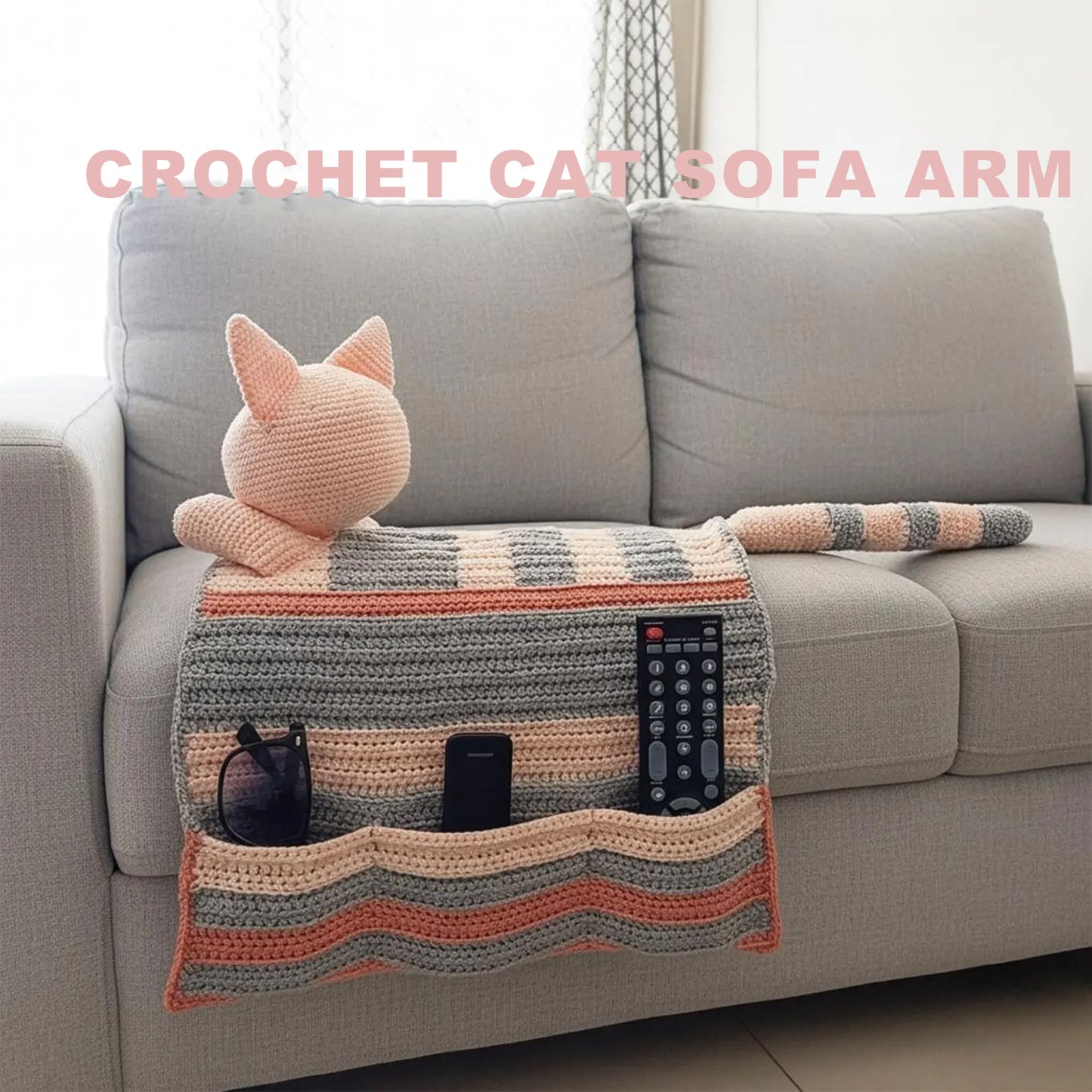 Crochet Cat Sofa Arm Organizer Pattern Couch Caddy PDF - My Crafty