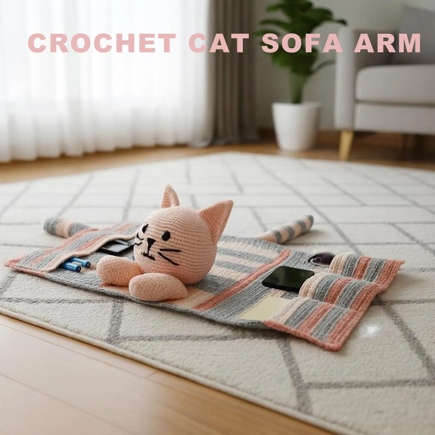 Crochet Cat Sofa Arm Organizer Pattern Couch Caddy PDF - My Crafty