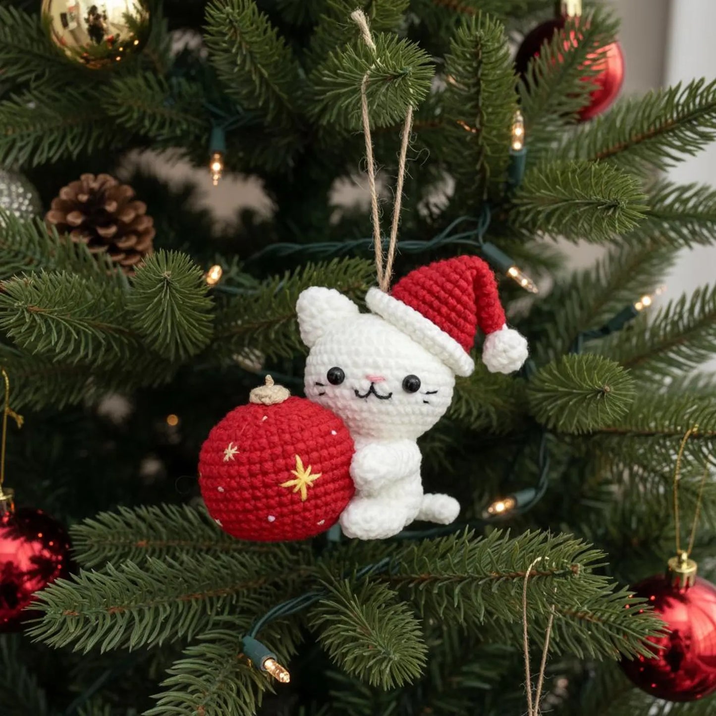 Christmas Cat and Ball Crochet PDF Pattern - My Crafty