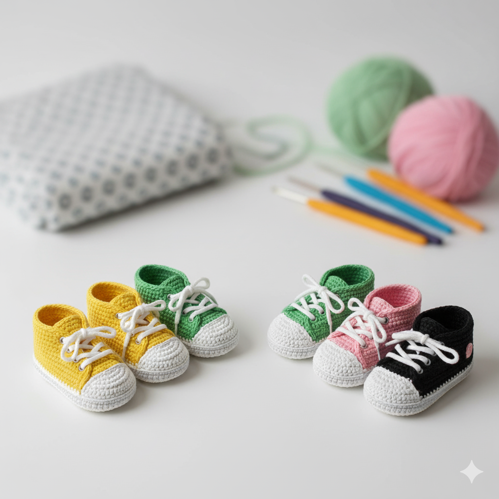 Baby Sneakers Unisex Baby Booties DIY Gift for Newborn Crochet PDF - My Crafty