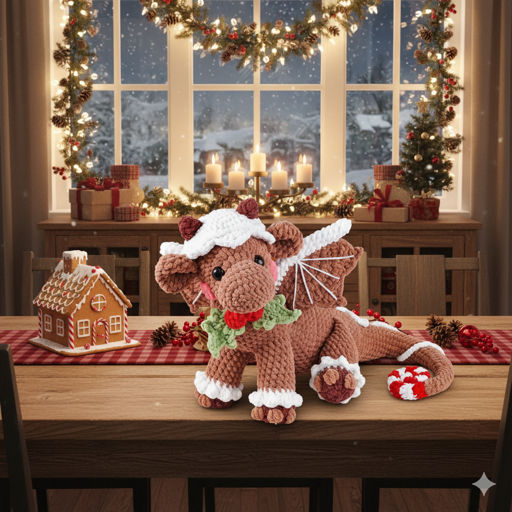 Christmas Amigurumi Gingerbread Dragon Crochet Pattern - My Crafty