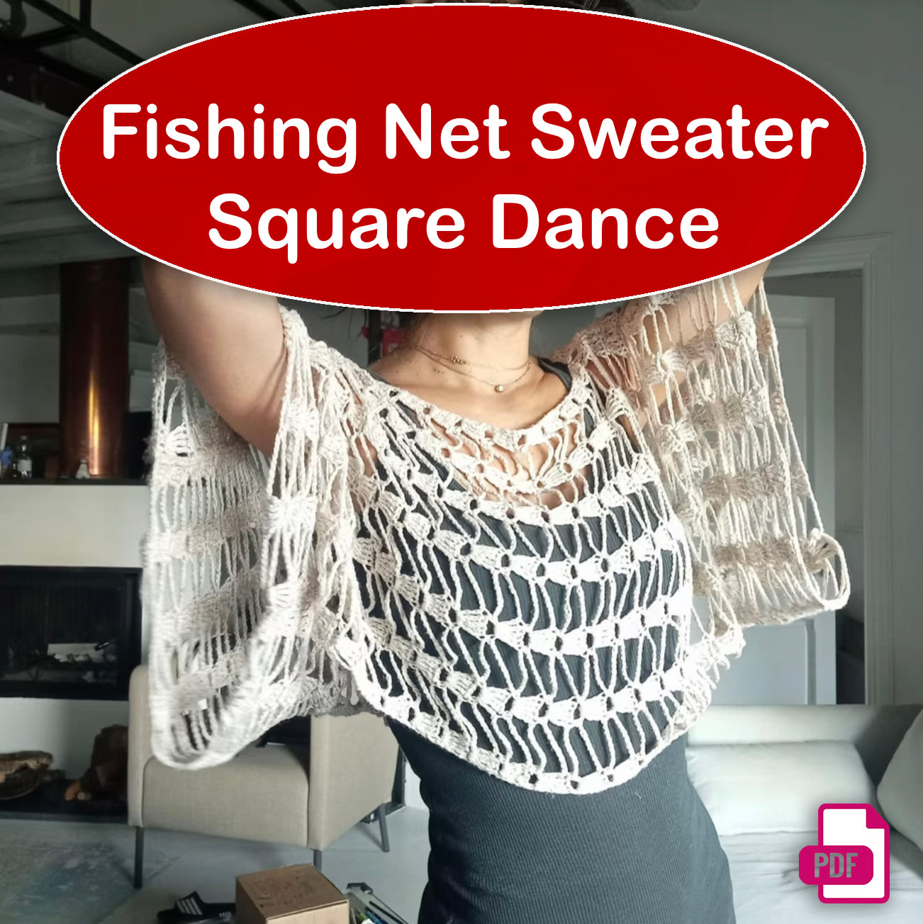 Fishing Net Sweater Square Dance Crochet Pattern PDF - My Crafty